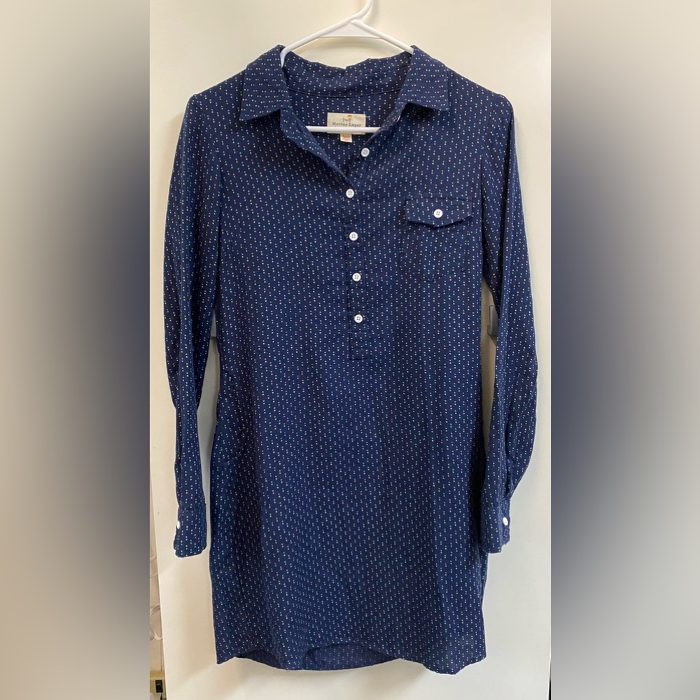Marine Layer Blue Shirt Dress with Buttons
